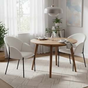 Bellamy Bouclé Dining ArmChairs - Set of 2 - Off White