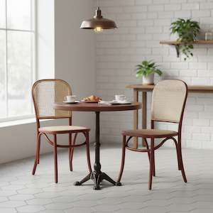 Dining Chairs: Christopher Beech Wood and Rattan Dining Chair – Set of 2 – Antique Brown