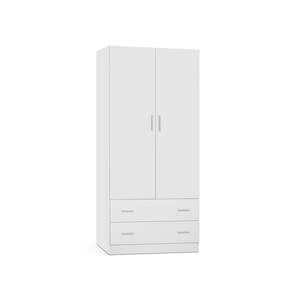 Wardrobe: Bram 2 Door Wardrobe with 2 Drawers - White