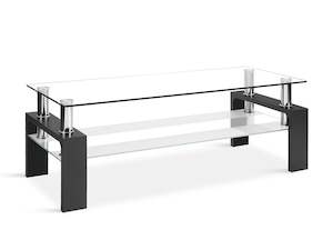 Coffee Tables: Ollie Tempered Glass Rectangle Coffee Table 110 x 60cm - Black
