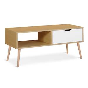 RILEY Wooden Coffee Table - Maple + White