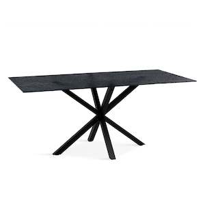 Dining Tables: Zander Fused Glass Rectangle Dining Table 180 x 90cm - Black