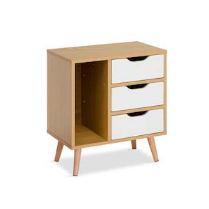 LUCA Bedside Table - Maple + White