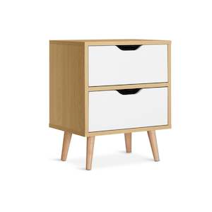 Bedside Tables: LOY Bedside Table - Maple + White