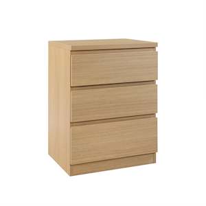 TONGASS Bedside Table with 3 Drawers - OAK