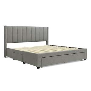 Super King Beds: Hopkins Super King Bed Frame with Storage - Light Grey