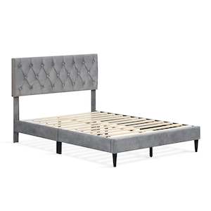 Rila Double Velvet Bed Frame - Grey