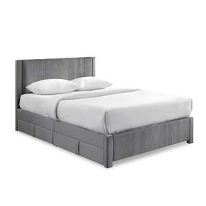 Double Beds: Gower Double Fabric Bed Frame with 4 Drawers - Grey