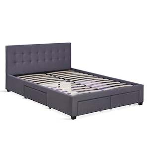 Double Beds: Eleanor Double Bed Frame with 4 Drawers - Dark Grey