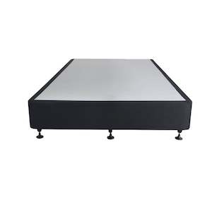 Queen Beds: Charles Fabric Queen Bed Base 4 Drawers - Black