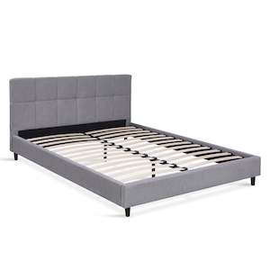 Queen Beds: Nora Queen Bed Frame - Light Grey