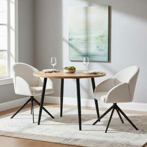 Carmen Swivel Dining ArmChairs - Set of 2 - Milky White