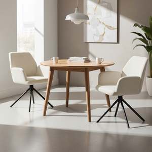 Jett Swivel Dining ArmChairs - Set of 2 - Off White