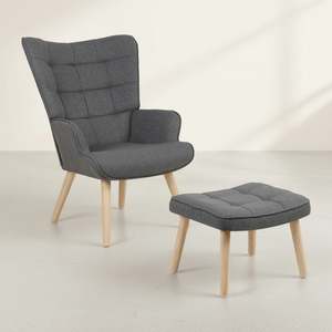 Homepage Sale 6: Emma Armchair with Ottoman - Grey