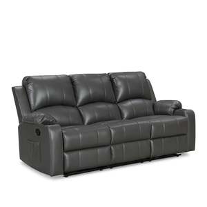 Henley Air Leather Manual 3 Seater Recliner Sofa - Grey