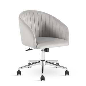 Morgan Velvet Office Chair - Light Grey
