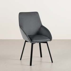Dining Chairs: Swivel Velvet Dining Chair - Set of 2 - Dark Grey