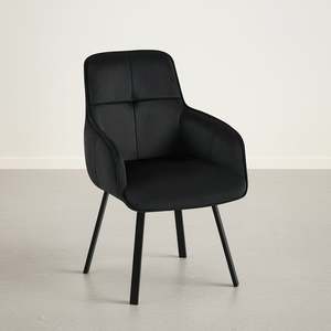 Dining Chairs: Elora Swivel Velvet Dining Chair - Set of 2 - Black