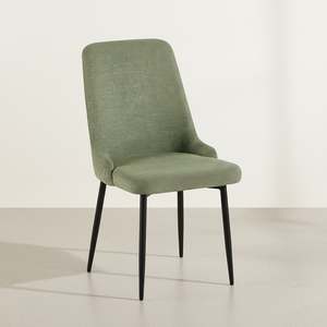 Dining Chairs: Oliro Linen Dining Chair - Set of 4 - Dark Green