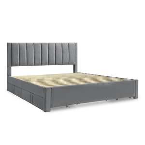 Columbia Super King Fabric Bed Frame with 4 Drawers - Grey