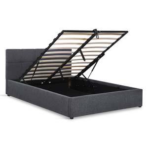 Double Beds: Elizabeth Double Gas Lift Bed Frame - Dark Grey