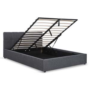 Queen Beds: Elizabeth Queen Gas Lift Bed Frame - Dark Grey