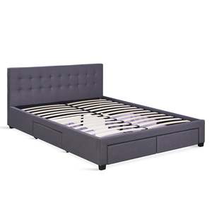 Queen Beds: Eleanor Queen Bed Frame with 4 Drawers - Dark Grey