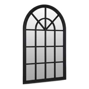 Lattice Arched Wooden Mirror 120cm - Black