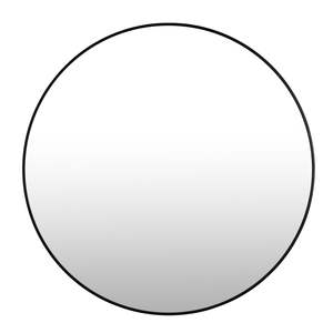 Noir Round Wooden Wall Mirror 90cm - Black