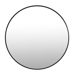 Noir Round Wooden Wall Mirror 70cm - Black
