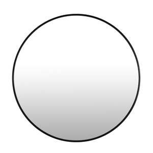 Noir Round Wooden Wall Mirror 60cm - Black