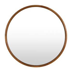 Echo Round Wooden Framed Wall Mirror 95cm - Dark Wood