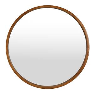 Echo Round Wooden Framed Wall Mirror 80cm - Dark Wood