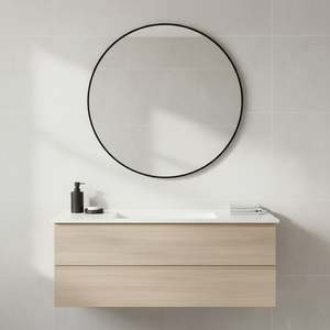 Aura Round Metal Framed Wall Mirror 80cm - Black