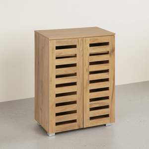 Products: Loma 2 Door Shoe Cabinet Storage Rack - Dark Oak
