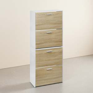 Navo 4 Drawer Shoe Cabinet Storage Rack - White Oak