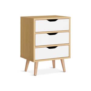 Homepage Sale 1: DREW Bedside Table - Maple + White