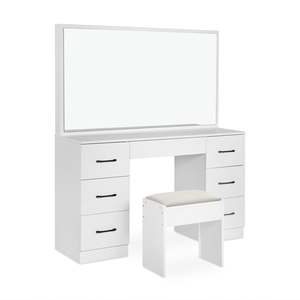 Homepage Sale 1: Wisteria 2 Piece Dressing Table with Mirror & Stool Set - White