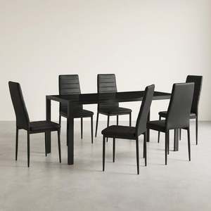 Samuel 7 Piece 1.6m Dining Set – Black