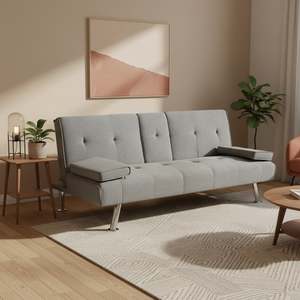 Sofa Beds: Arleth 3 Seater Sofa Bed - Light Grey