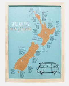 Surf New Zealand Cork Board Map