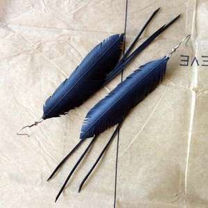 Feather Earrings - Black
