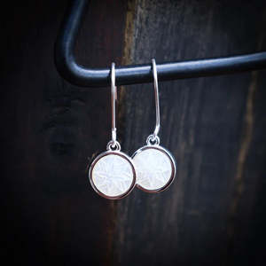 Jewellery And Glasses: Mother of Pearl Matariki Earrings and Pendant by Little Taonga