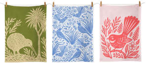 Kitchen: Woodcut Bird tea Towels