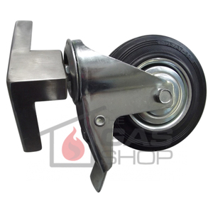 BBQ Spares: Mount Forge Right Wheel 5″, Brake and Bracket (125.5mm x 32mm)