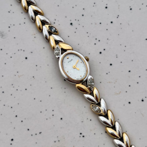 Bridal Watches: Seiko Ladies Two Tone Oval Bracelet Watch with Gem Stones