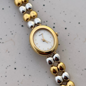 Seiko Ladies Two-Tone Oval Watch with Beads Bracelet