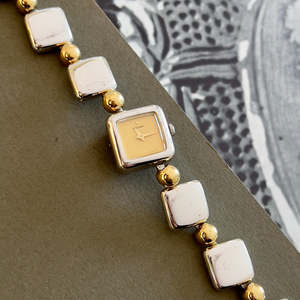Seiko Mini Squares Woman's Watch with Two Toned Bracelet