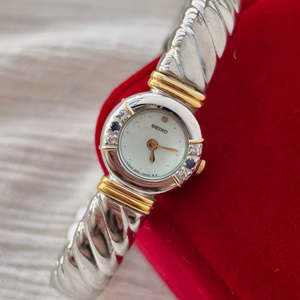 Bridal Watches: Seiko Bangle Woman's Watch – Two-Tone with Sapphire and Diamond Accents