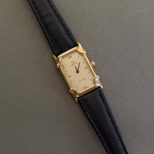 Birth Year Watches 1986: Omega De Ville Ladies Rectangular Gold-Plated Watch with Guilloché Dial